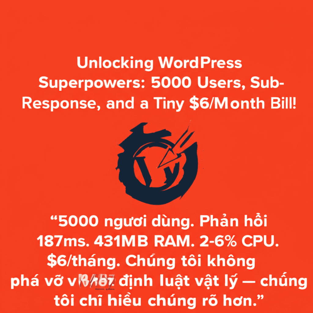 “5000 người dùng. Phản hồi 187ms. 431MB RAM. 2–6% CPU. $6/tháng. Chúng tôi không phá vỡ định luật vật lý — chúng tôi chỉ hiểu chúng rõ hơn.”
